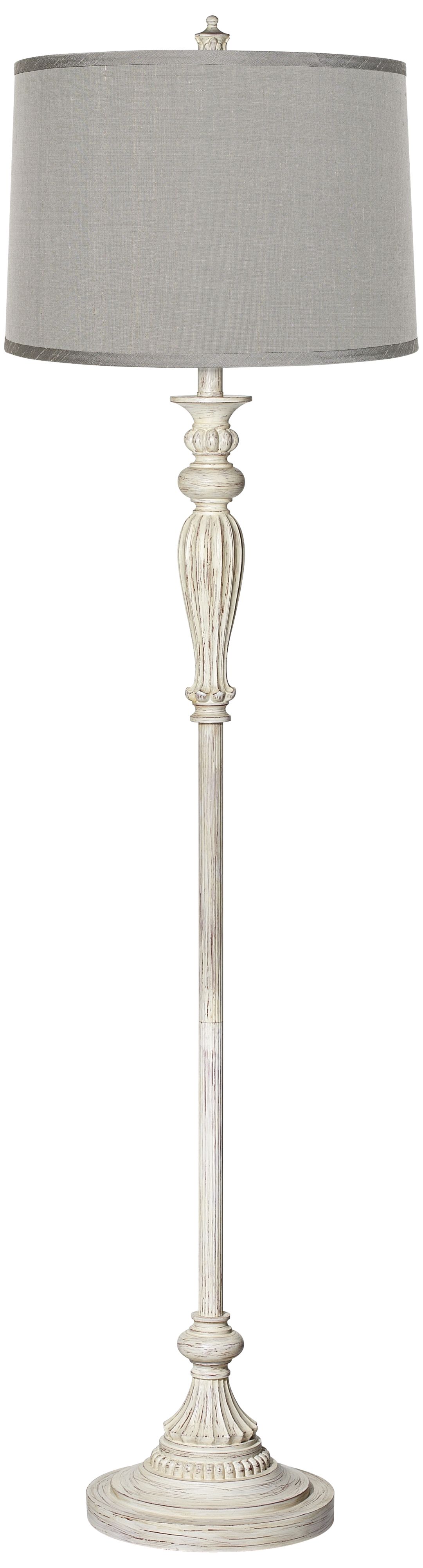 Image 2 Regency Hill 60" Platinum Gray Antique White Vintage Chic Floor Lamp