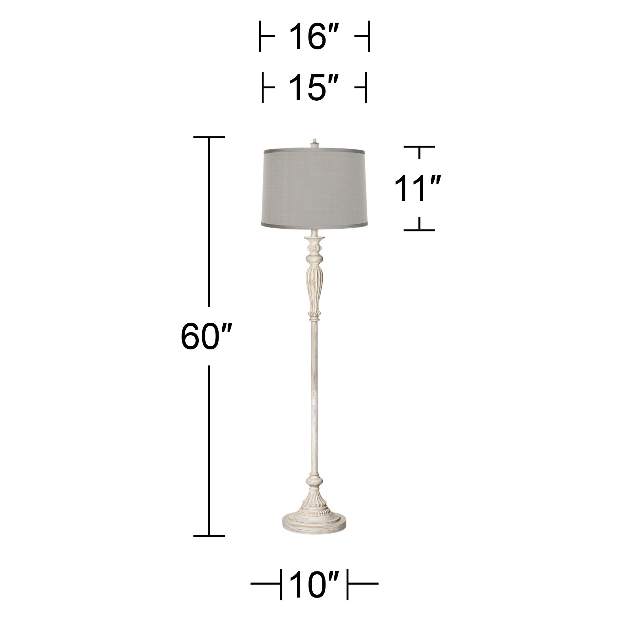 Image 6 Regency Hill 60" Platinum Gray Antique White Vintage Chic Floor Lamp more views