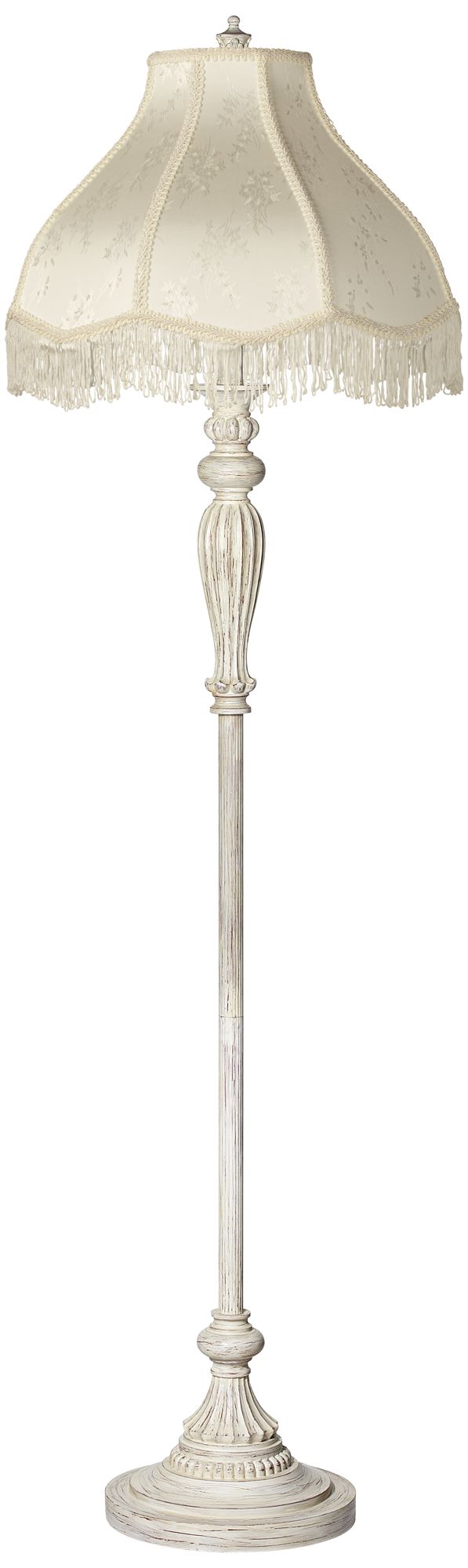 Regency Hill 60" Scallop Shade Antique White Traditional Floor Lamp
