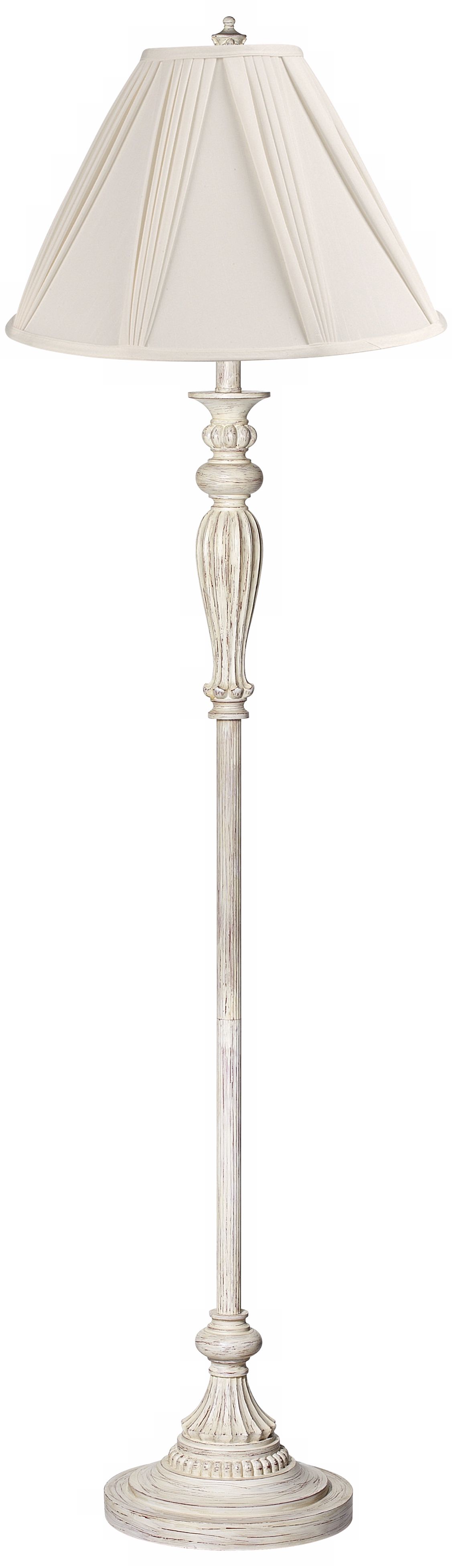 Regency Hill 60" Traditional Ivory Pleat and Antique White Floor Lamp