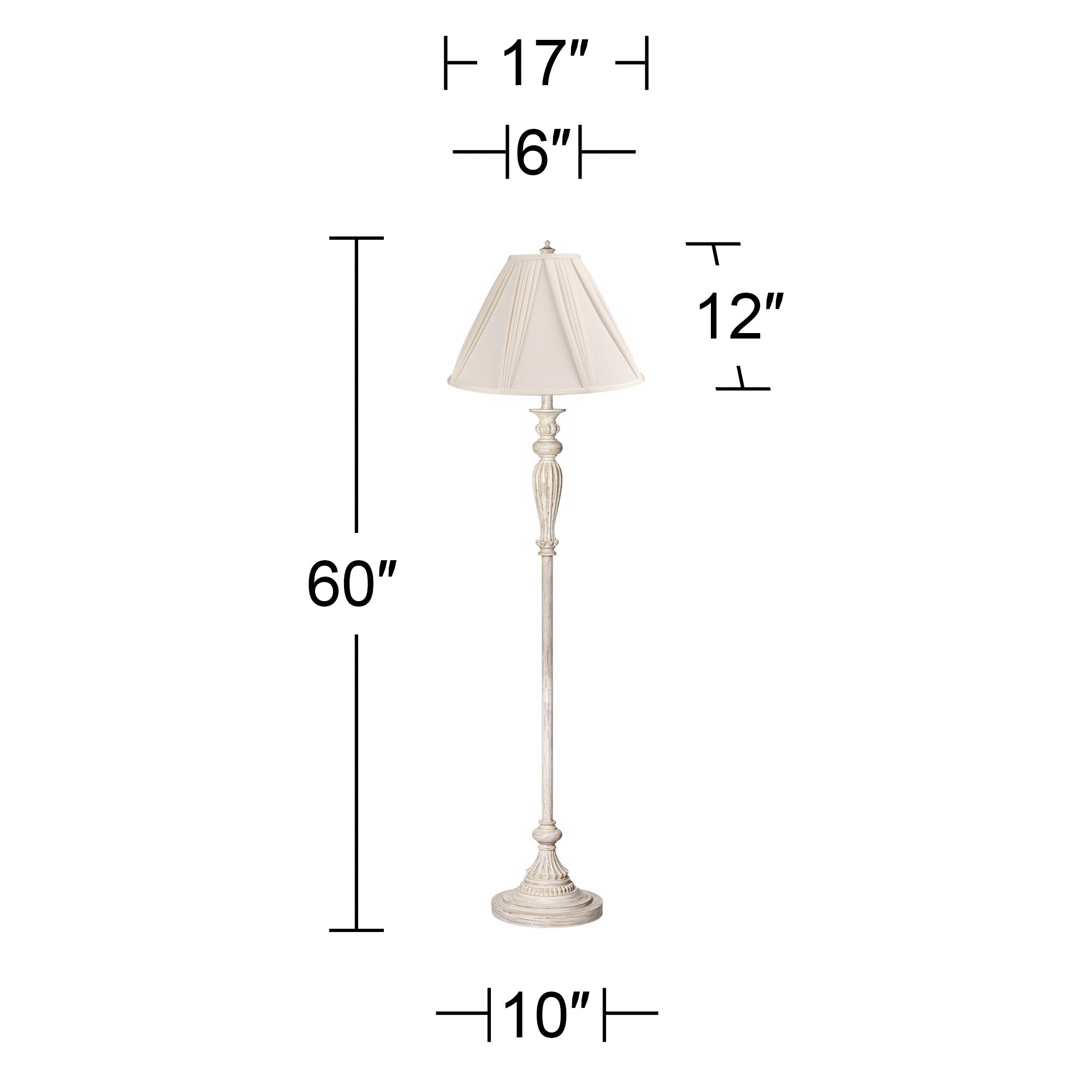 Image 6 Regency Hill 60" Traditional Ivory Pleat and Antique White Floor Lamp more views