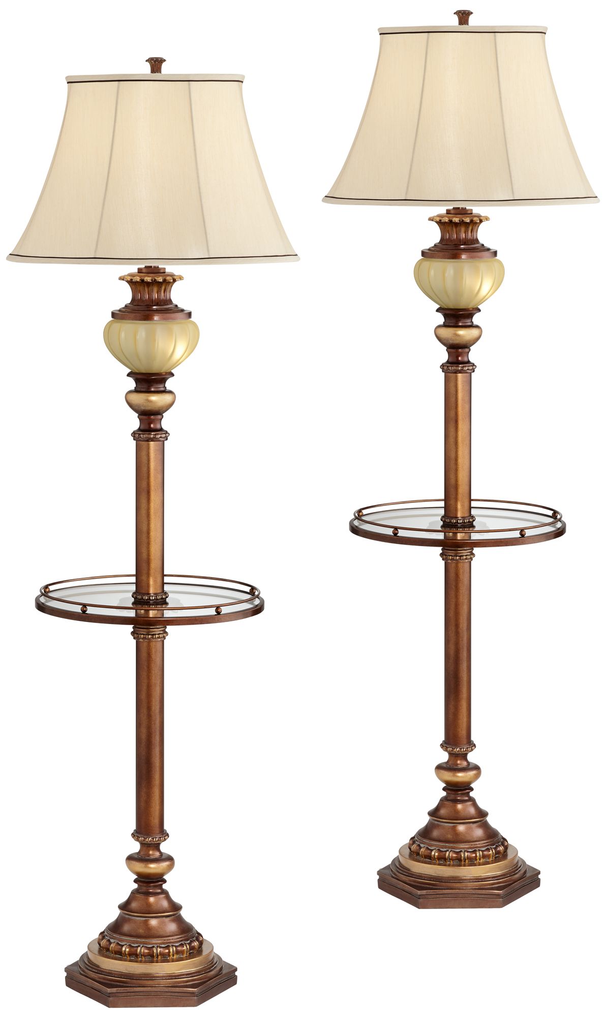 Image 2 Regency Hill 65" High Night Light Glass Tray Floor Lamps Set of 2