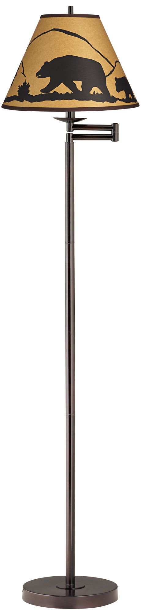 Regency Hill 67 1/2" Mountain Bear Rustic Bronze Swing Arm Floor Lamp