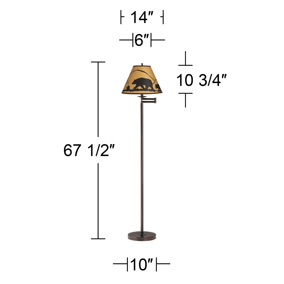 Image 5 Regency Hill 67 1/2" Mountain Bear Rustic Bronze Swing Arm Floor Lamp more views