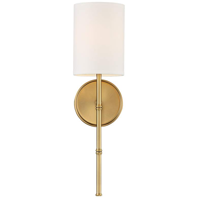 Image 5 Regency Hill Abigale 19 1/4 inch White Shade and Brass Wall Sconce more views