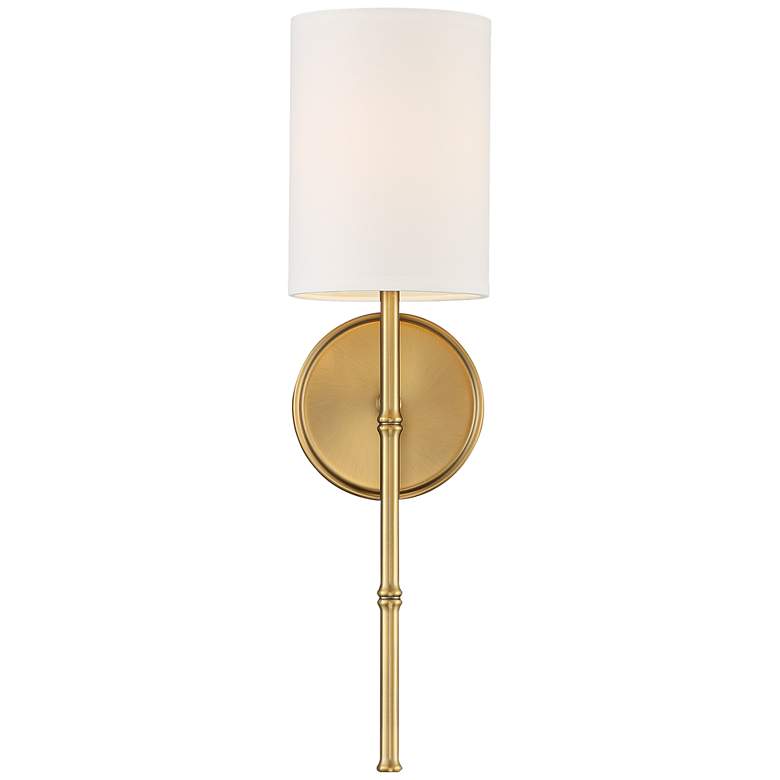 Image 5 Regency Hill Abigale 19 1/4" White Shade and Brass Wall Sconce more views