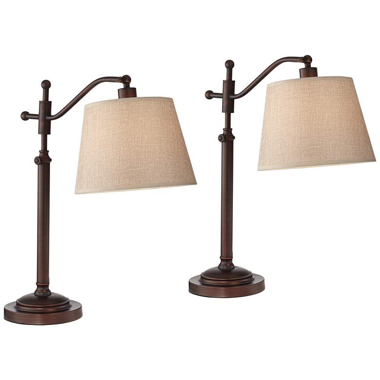 Image 2 Regency Hill Adley Adjustable Height Downbridge Arm Desk Lamps Set of 2