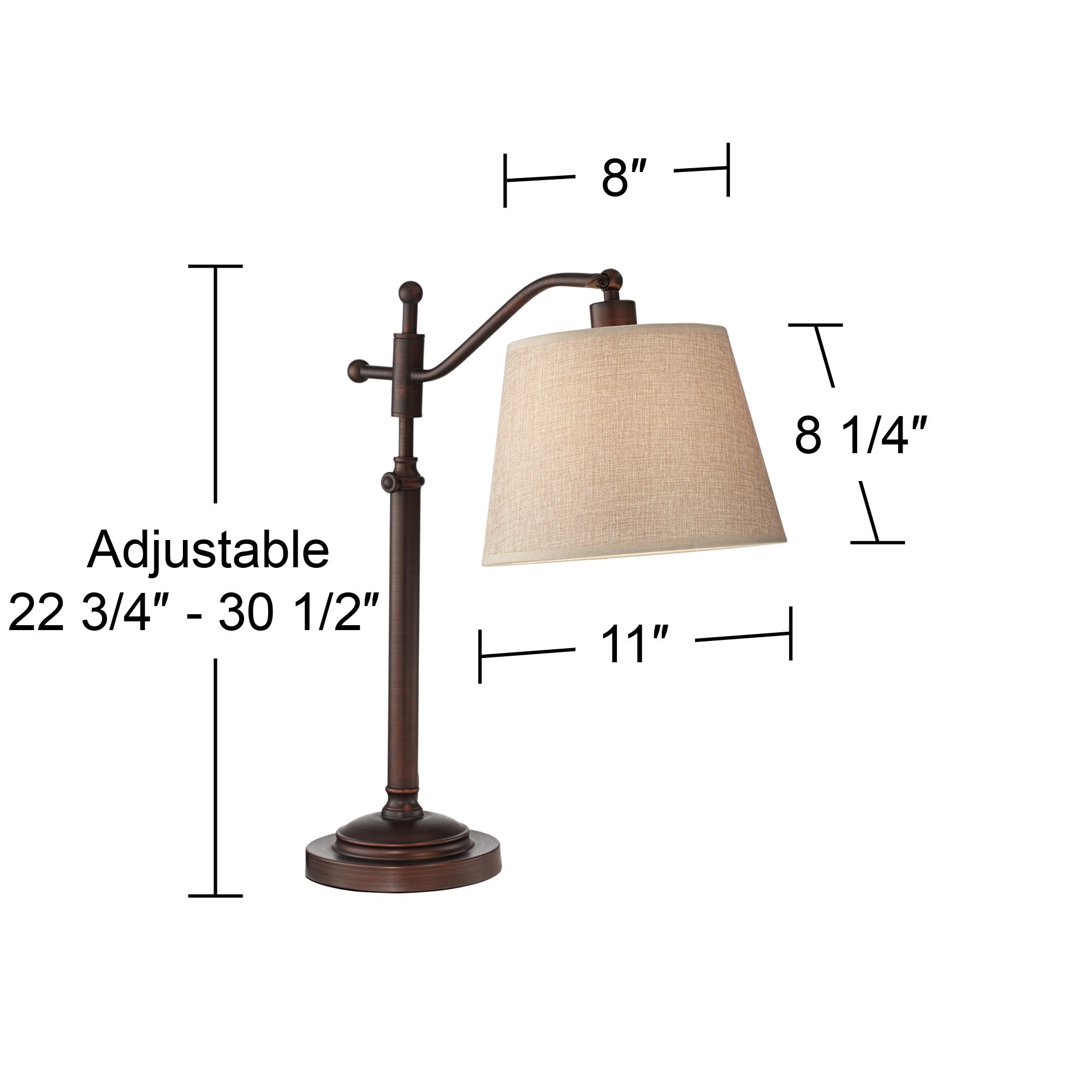 Regency Hill Adley Bronze Downbridge Adjustable Lamp with USB Dimmer