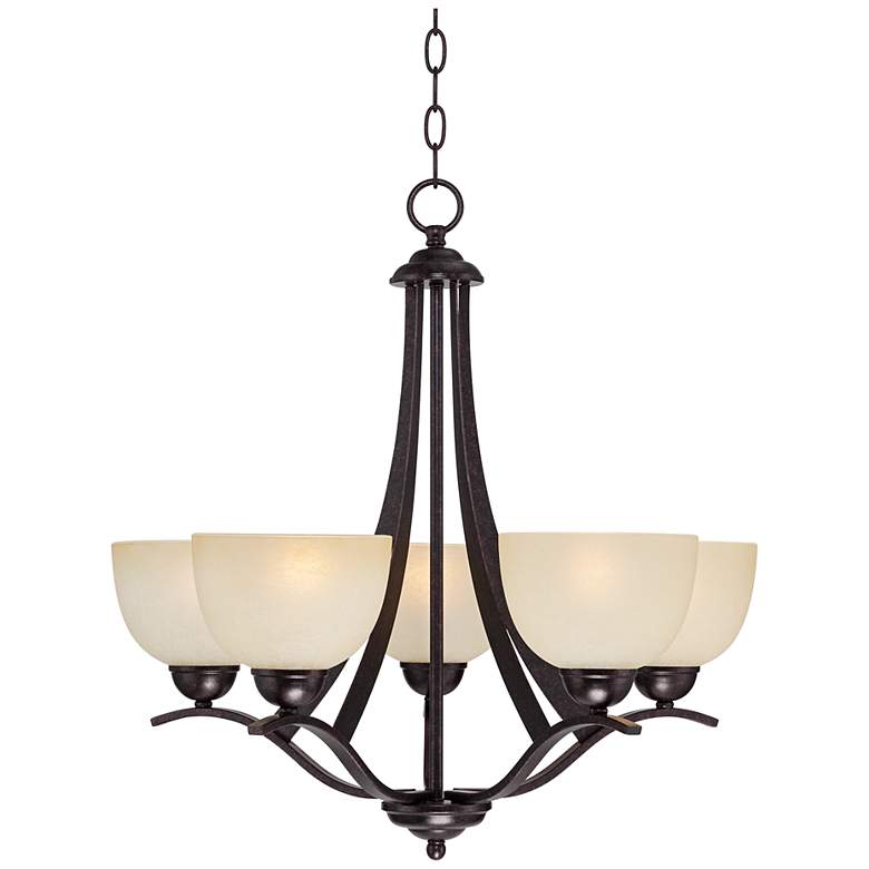 Image 2 Regency Hill Airington 23 inch Bronze and Indian Scavo Glass Chandelier