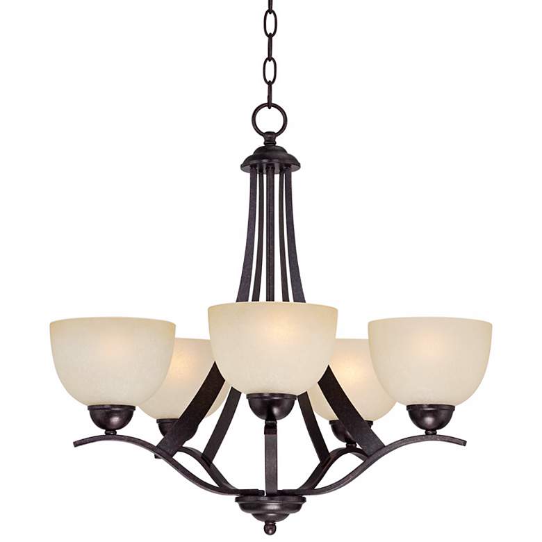Image 5 Regency Hill Airington 23" Bronze and Indian Scavo Glass Chandelier more views