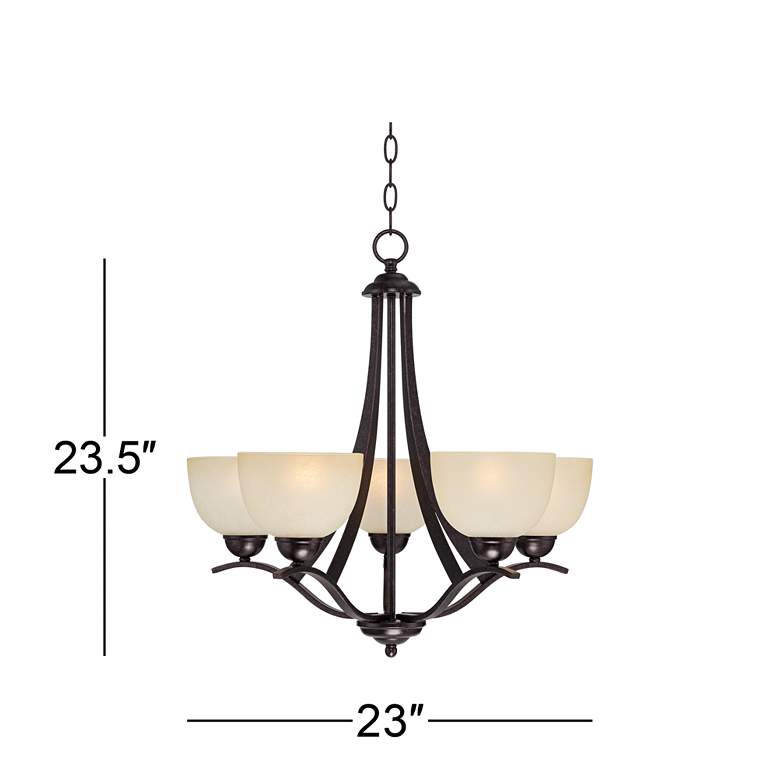 Image 6 Regency Hill Airington 23" Bronze and Indian Scavo Glass Chandelier more views