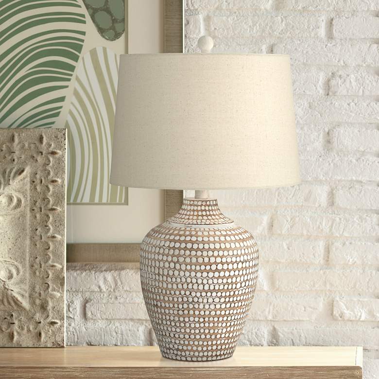 Image 1 Regency Hill Alese 23 1/2" Textured Dot Jug Table Lamp