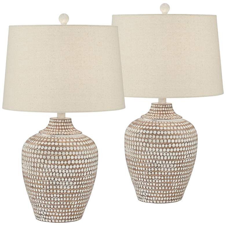 Image 2 Regency Hill Alese 23 1/2" Textured Dot Jug Table Lamps Set of 2