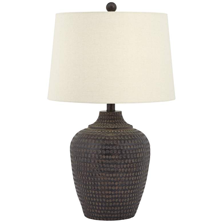 Image 2 Regency Hill Alese 25 1/2" Earthen Brown Hammered Base Table Lamp