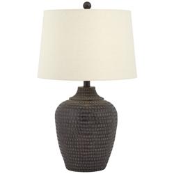 Regency Hill Alese 25 1/2" Earthen Brown Hammered Base Table Lamp