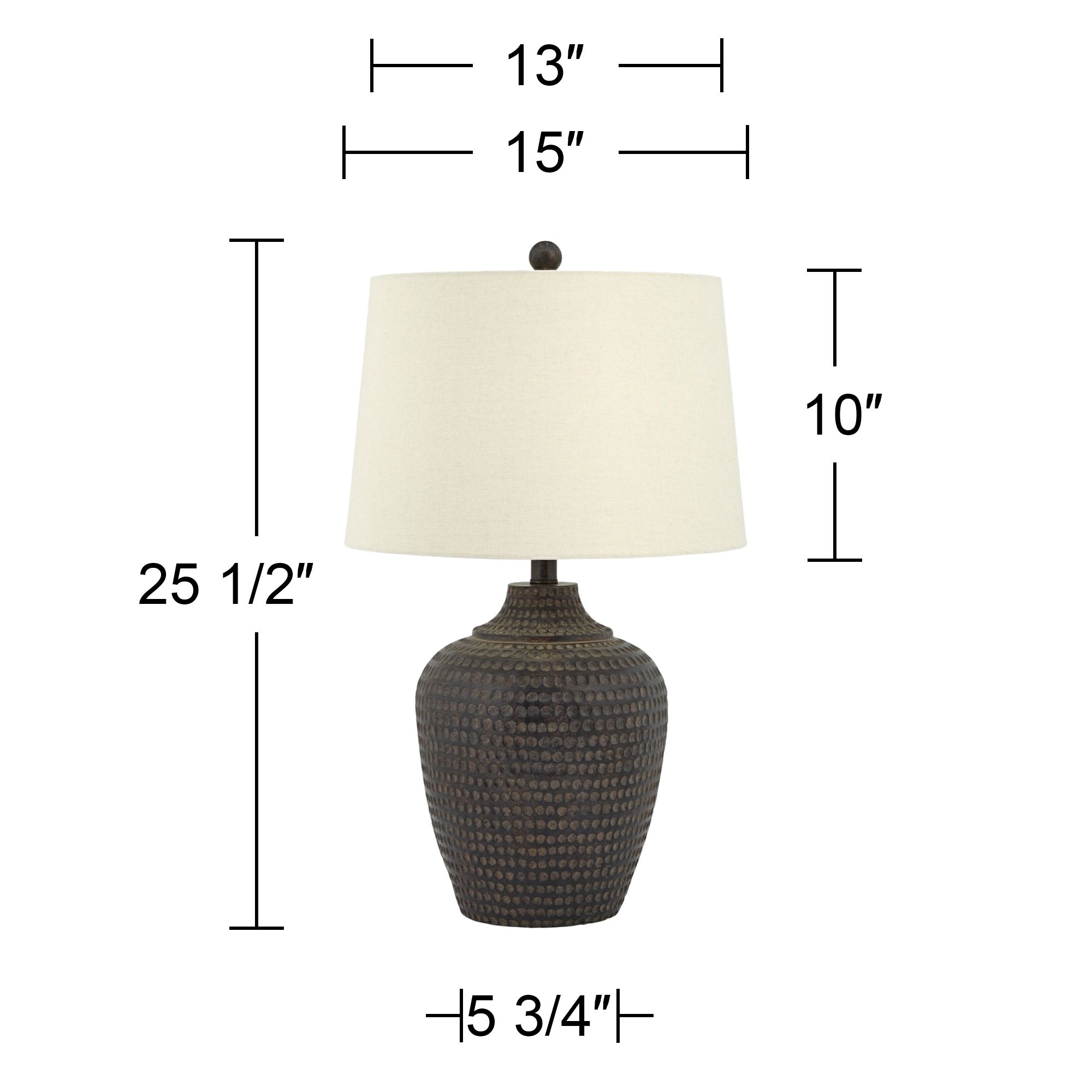 Regency Hill Alese 25 1/2" Earthen Brown Hammered Base Table Lamp