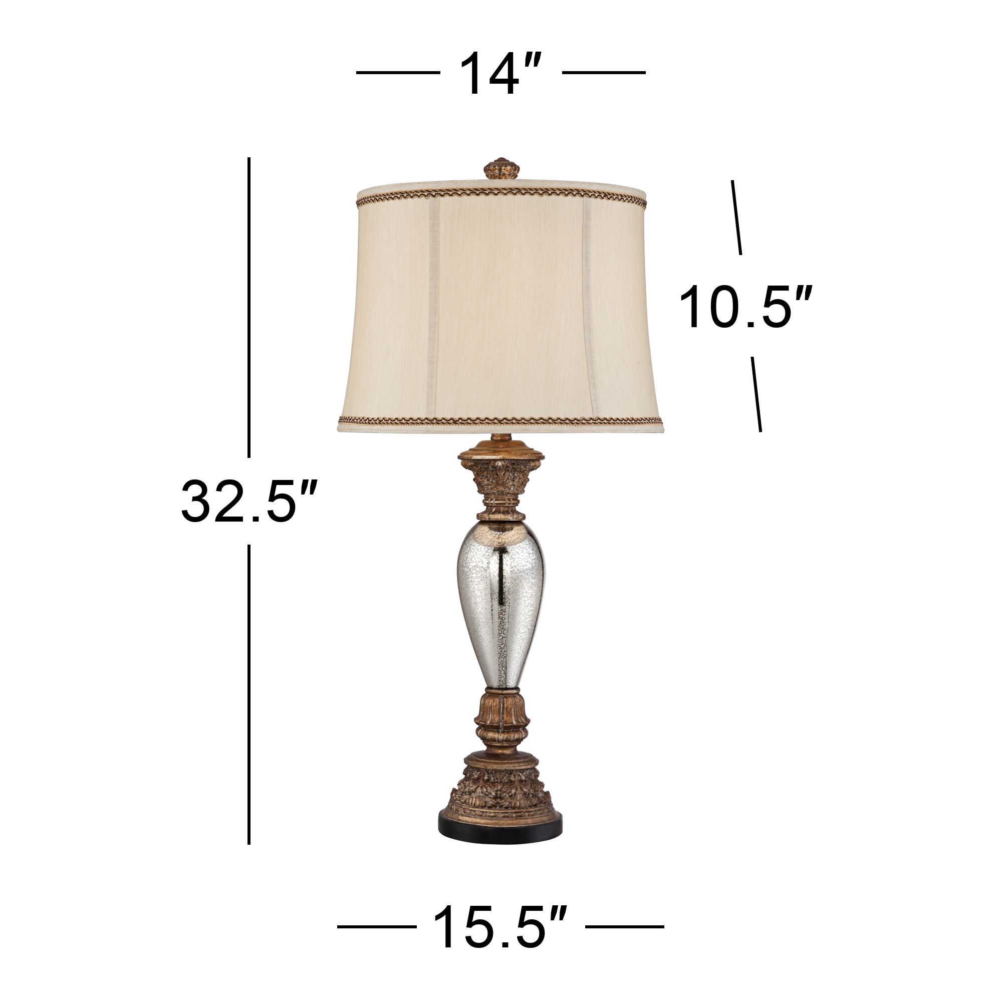 Image 4 Regency Hill Alsace 32 1/2" Bronze and Mercury Glass Table Lamp more views