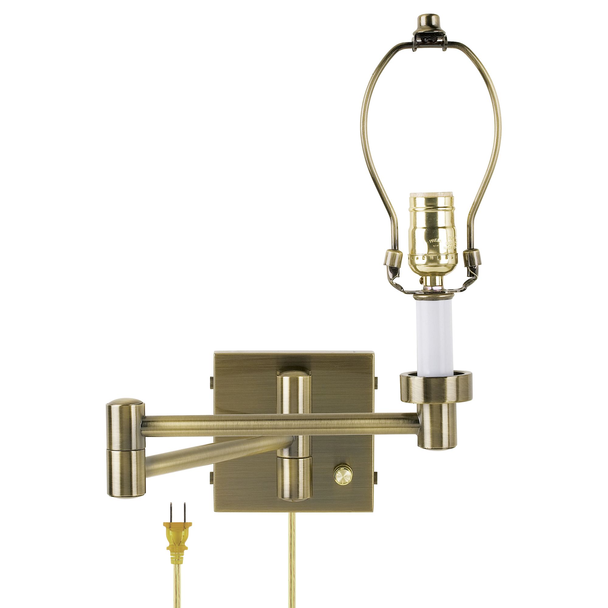 Regency Hill Alta Square Antique Brass Plug-In Swing Arm Wall Light Base