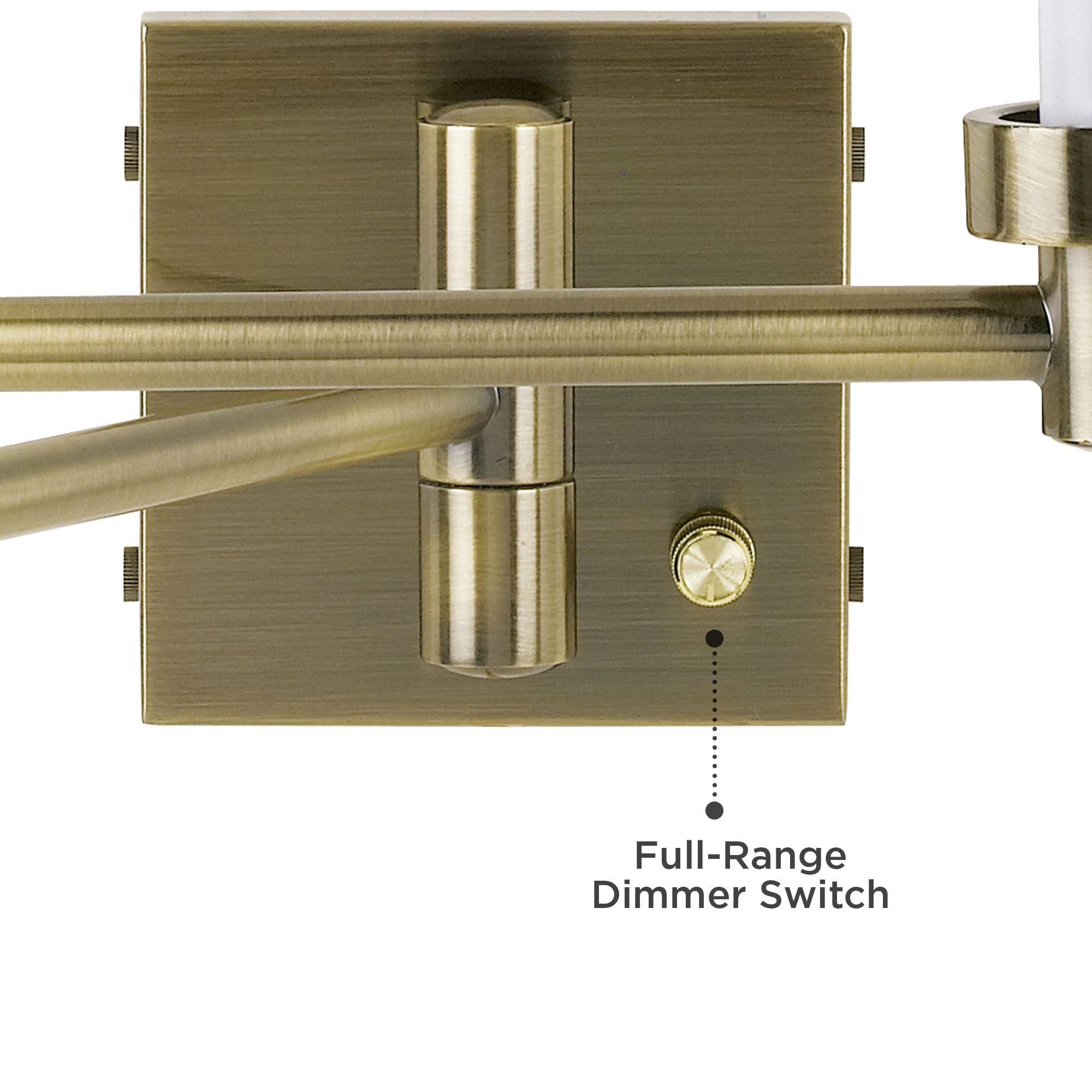 Image 2 Regency Hill Alta Square Antique Brass Plug-In Swing Arm Wall Light Base more views