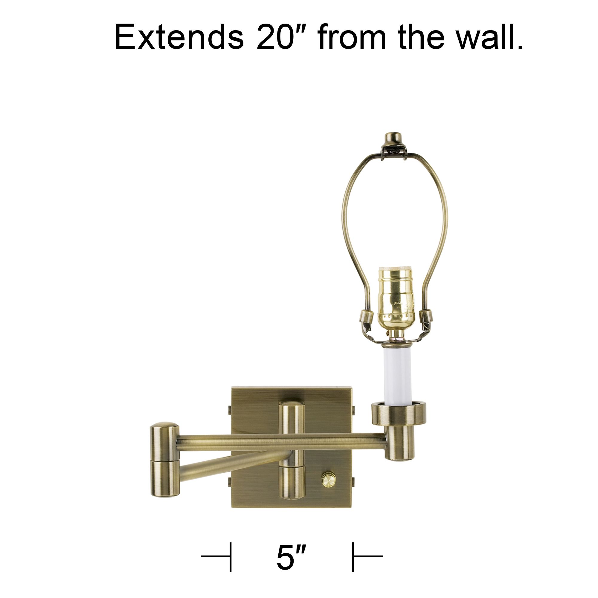 Image 3 Regency Hill Alta Square Antique Brass Plug-In Swing Arm Wall Light Base more views