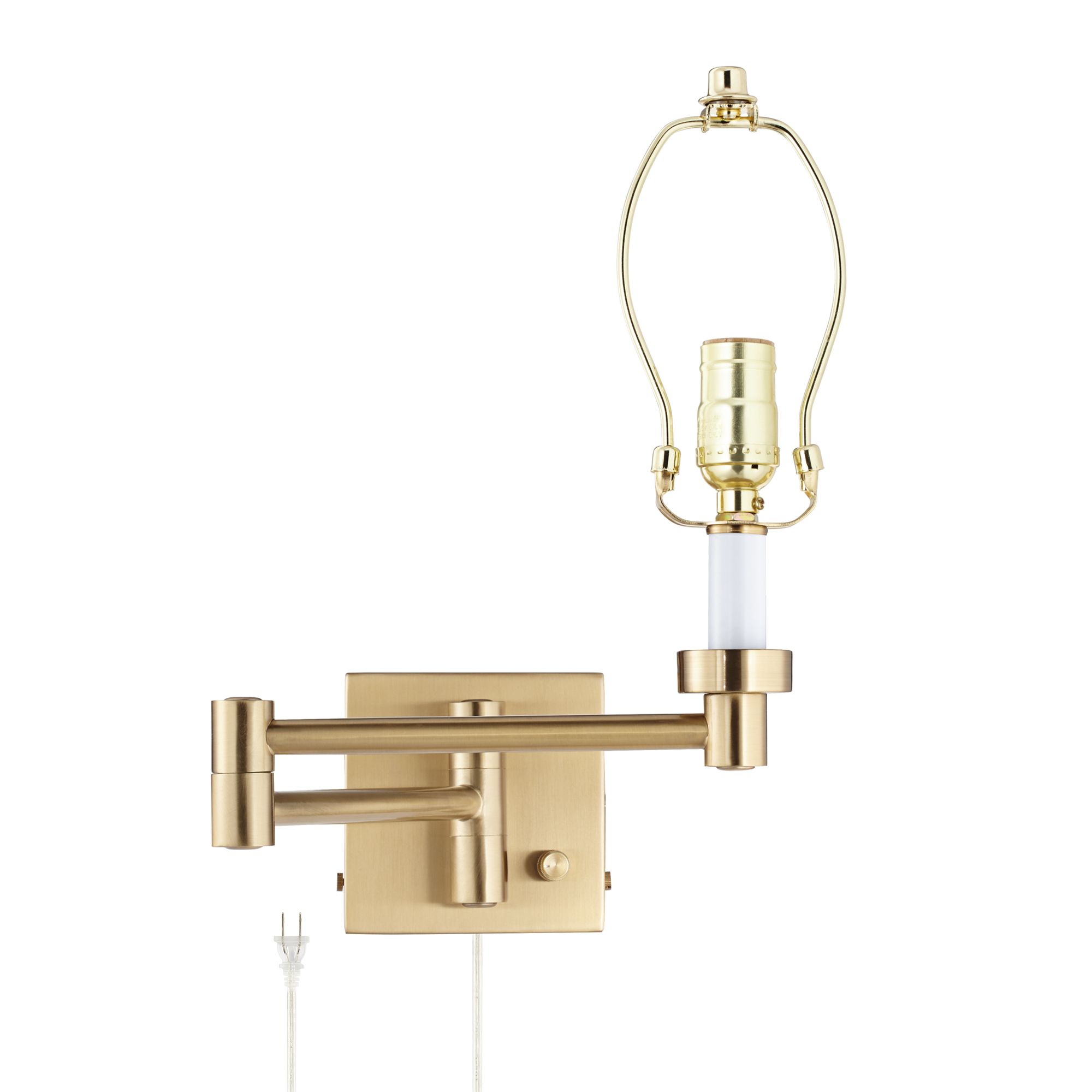 Regency Hill Alta Square Warm Gold Swing Arm Plug-In Wall Lamp