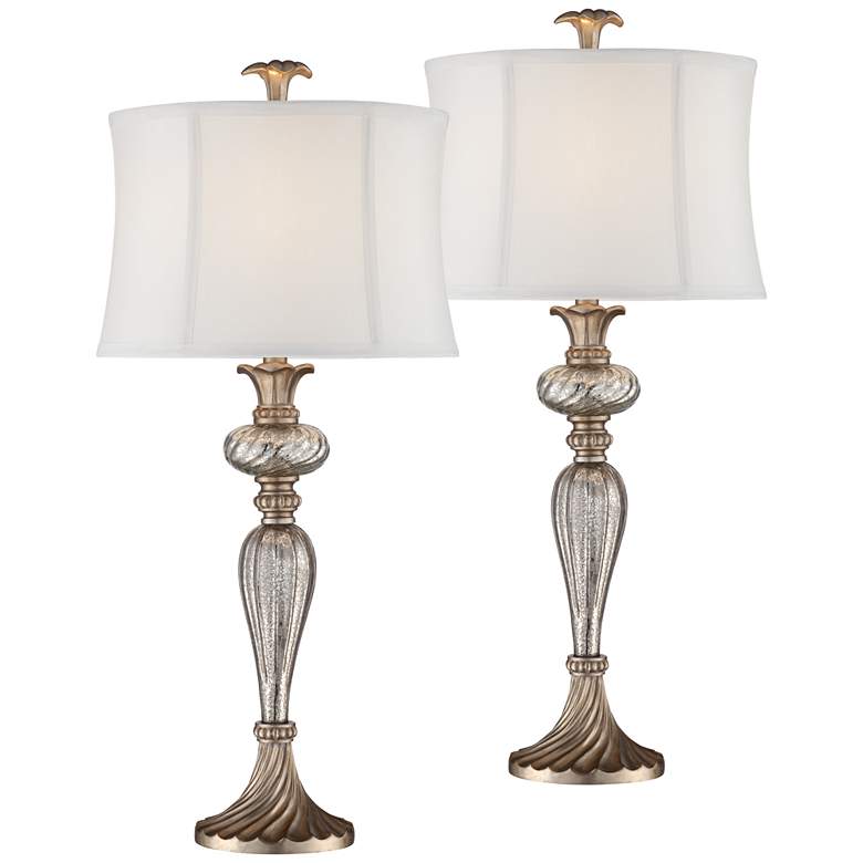 Image 2 Regency Hill Alyson 32 3/4 inch Mercury Glass Table Lamps Set of 2