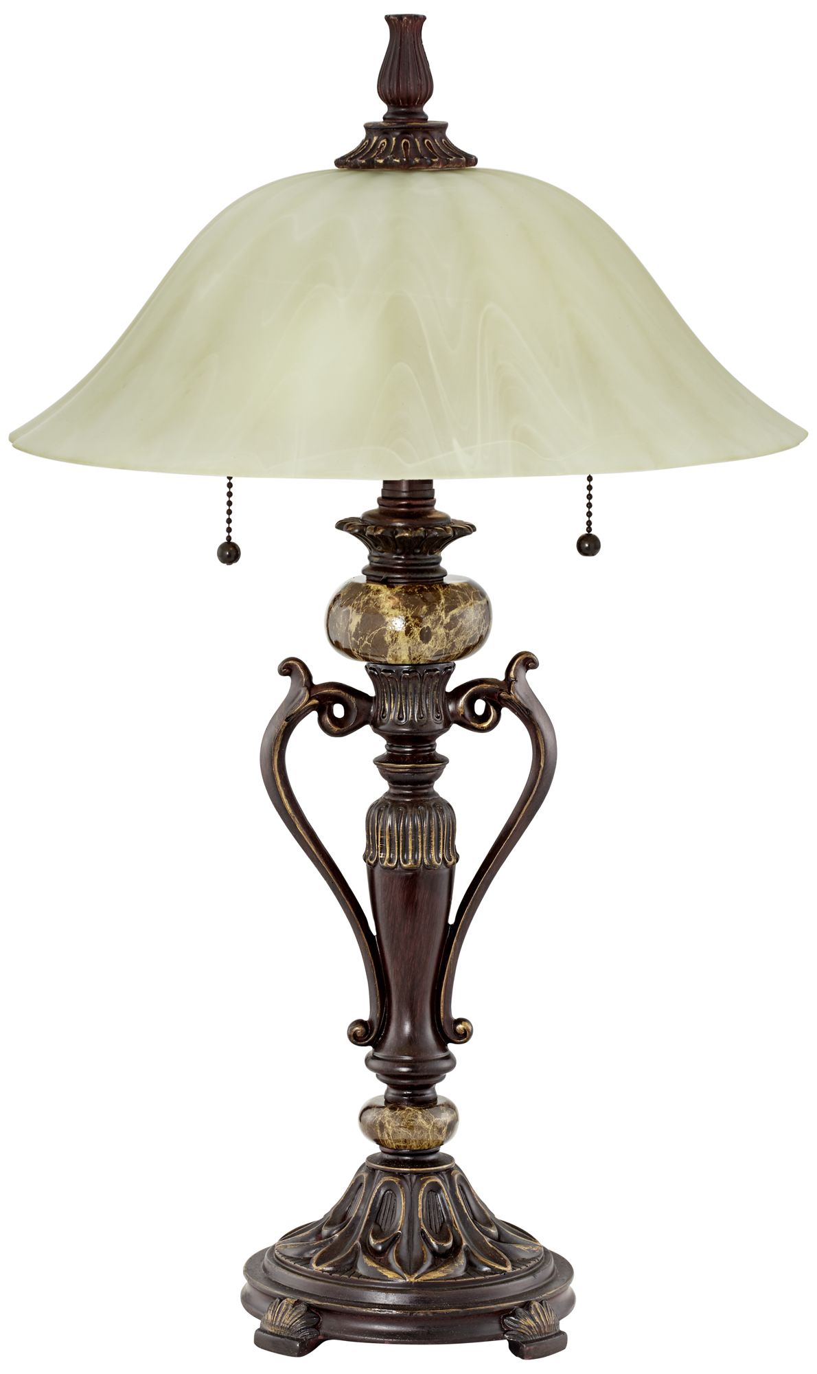 Regency Hill Amor 26" Bronze and Glass Accent Lamp with Dimmer