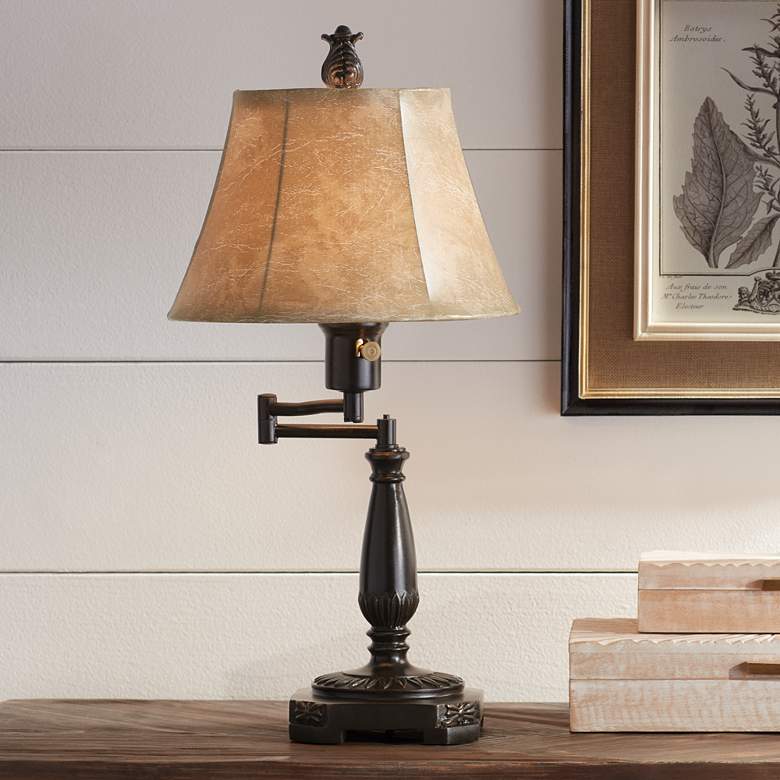 Regency Hill Andrea Bronze Finish Adjustable Swing Arm Desk Lamp