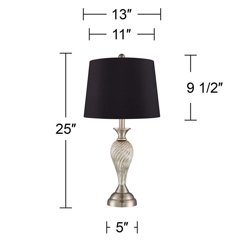 Image 5 Regency Hill Arden 25" Black Shade Mercury Glass Table Lamps Set of 2 more views