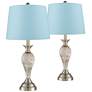 1_Regency Hill Arden 25" Blue Shade Mercury Glass Table Lamps Set of 2
