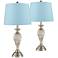 Regency Hill Arden 25" Blue Shade Mercury Glass Table Lamps Set of 2