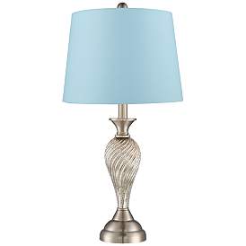 Image4 of Regency Hill Arden 25" Blue Shade Mercury Glass Table Lamps Set of 2 more views