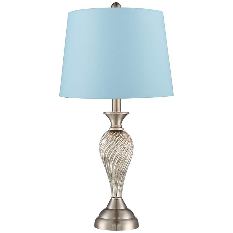 Image 4 Regency Hill Arden 25" Blue Shade Mercury Glass Table Lamps Set of 2 more views