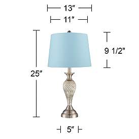 Image5 of Regency Hill Arden 25" Blue Shade Mercury Glass Table Lamps Set of 2 more views