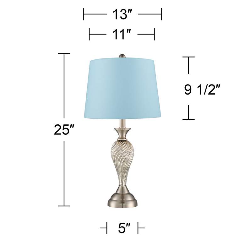 Image 5 Regency Hill Arden 25" Blue Shade Mercury Glass Table Lamps Set of 2 more views