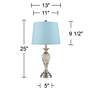 5_Regency Hill Arden 25" Blue Shade Mercury Glass Table Lamps Set of 2 more views