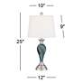 Regency Hill Arden 25" Green-Blue Glass Lamps Set with Dimmers