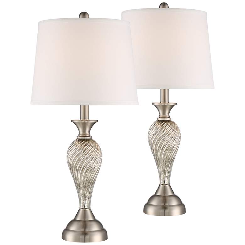 Image 2 Regency Hill Arden 25 inch Mercury Glass Lamps Set with Dimmers