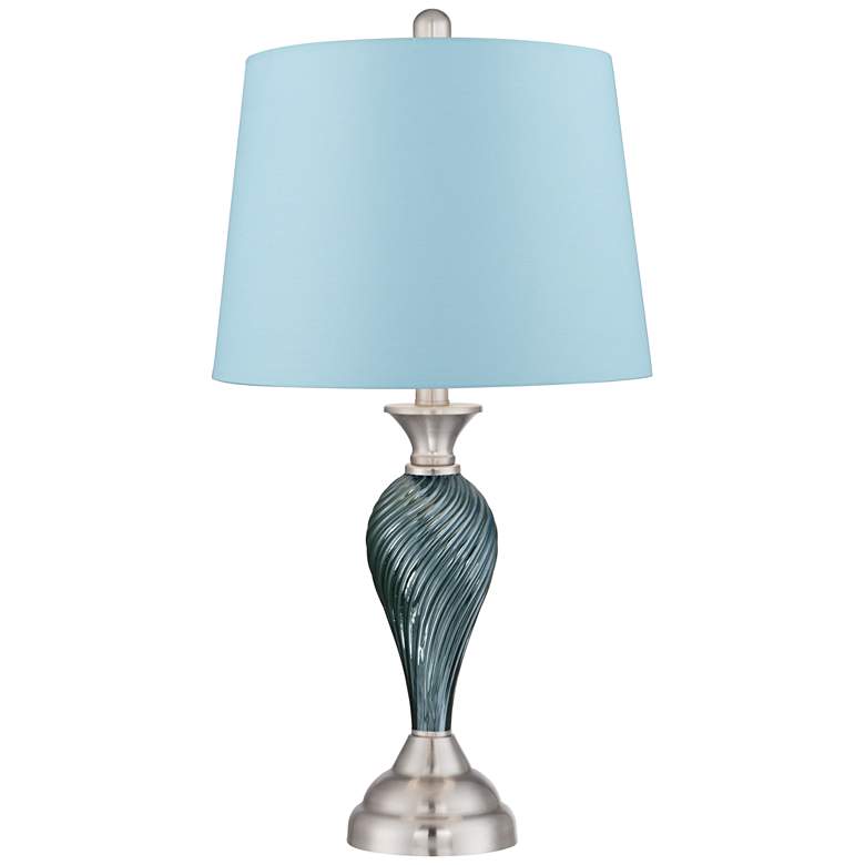 Image 5 Regency Hill Arden Blue Shade Twist Glass Table Lamps Set of 2 more views