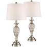 Regency Hill Arden Nickel and Glass Twist Column Table Lamps Set of 2