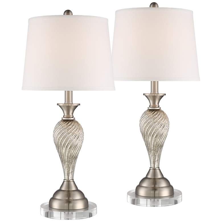 Image 1 Regency Hill Arden Twist Mercury Glass Table Lamps with Acrylic Risers