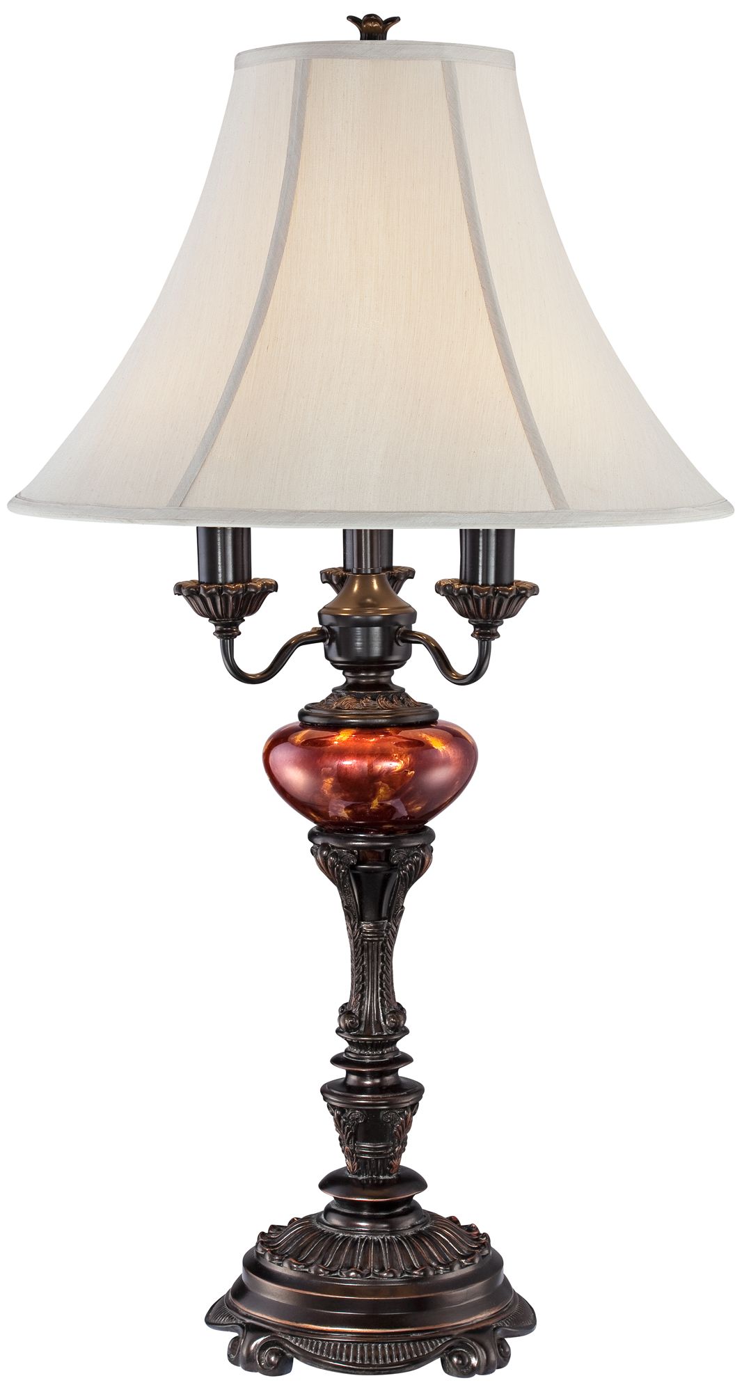 Regency Hill Astor 34" High 4-Light Tortoise Shell Glass Table Lamp