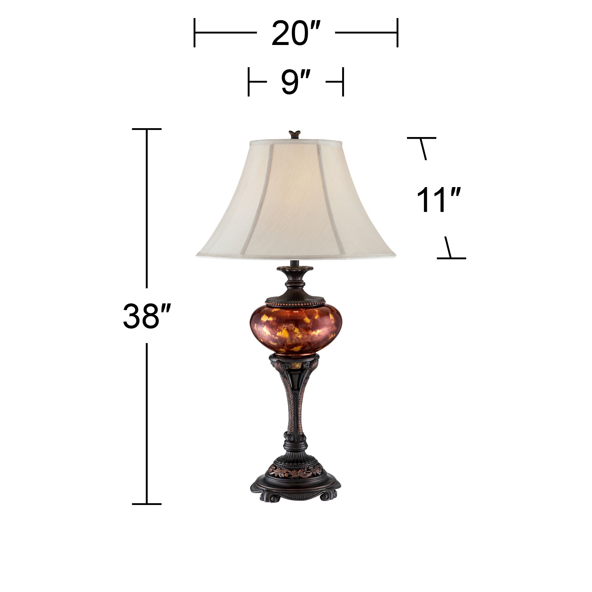 Image 5 Regency Hill Astor 38" Bronze and Tortoise Glass Traditional Lamp more views