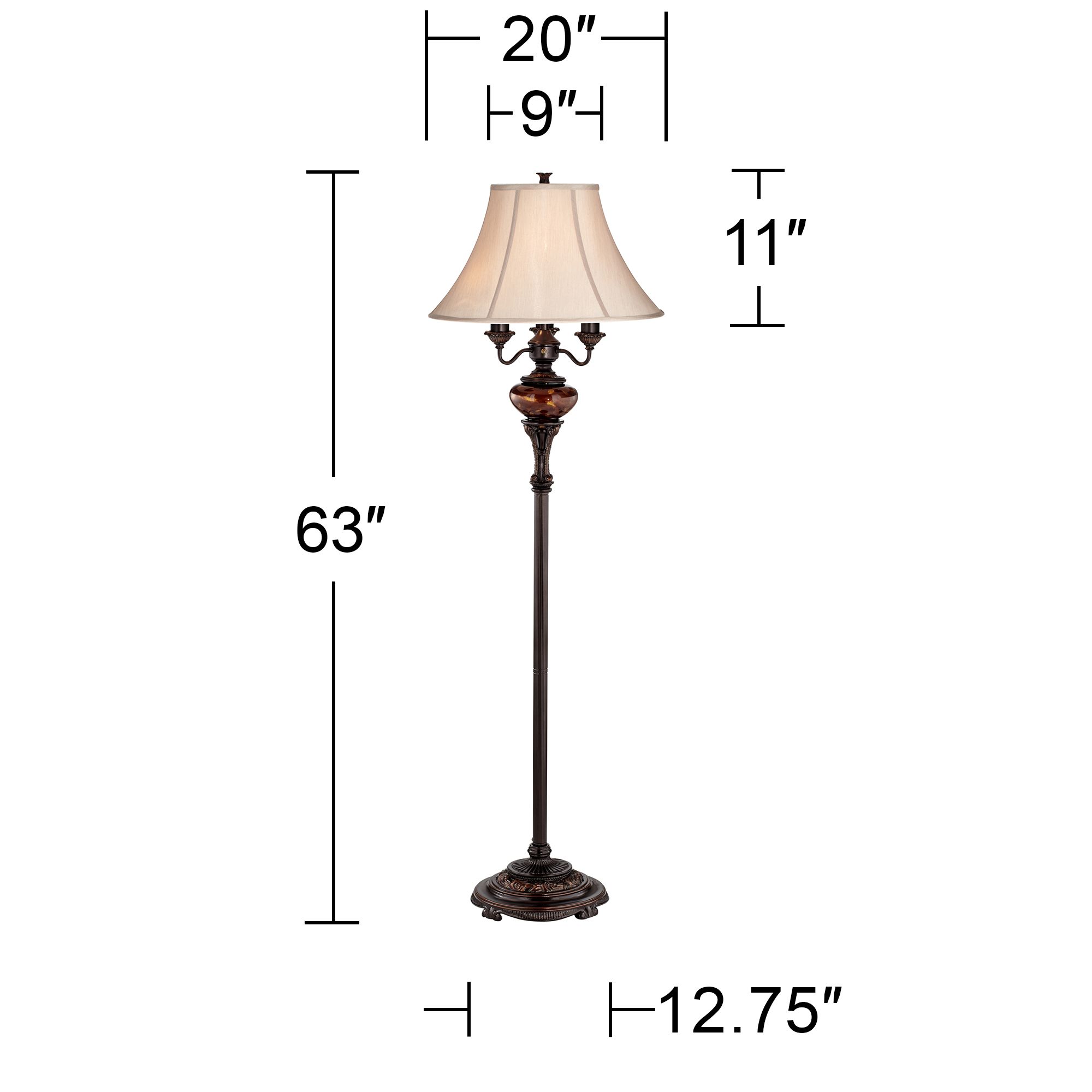 Regency Hill Astor 63" High Bronze Tortoise Shell Font Floor Lamp