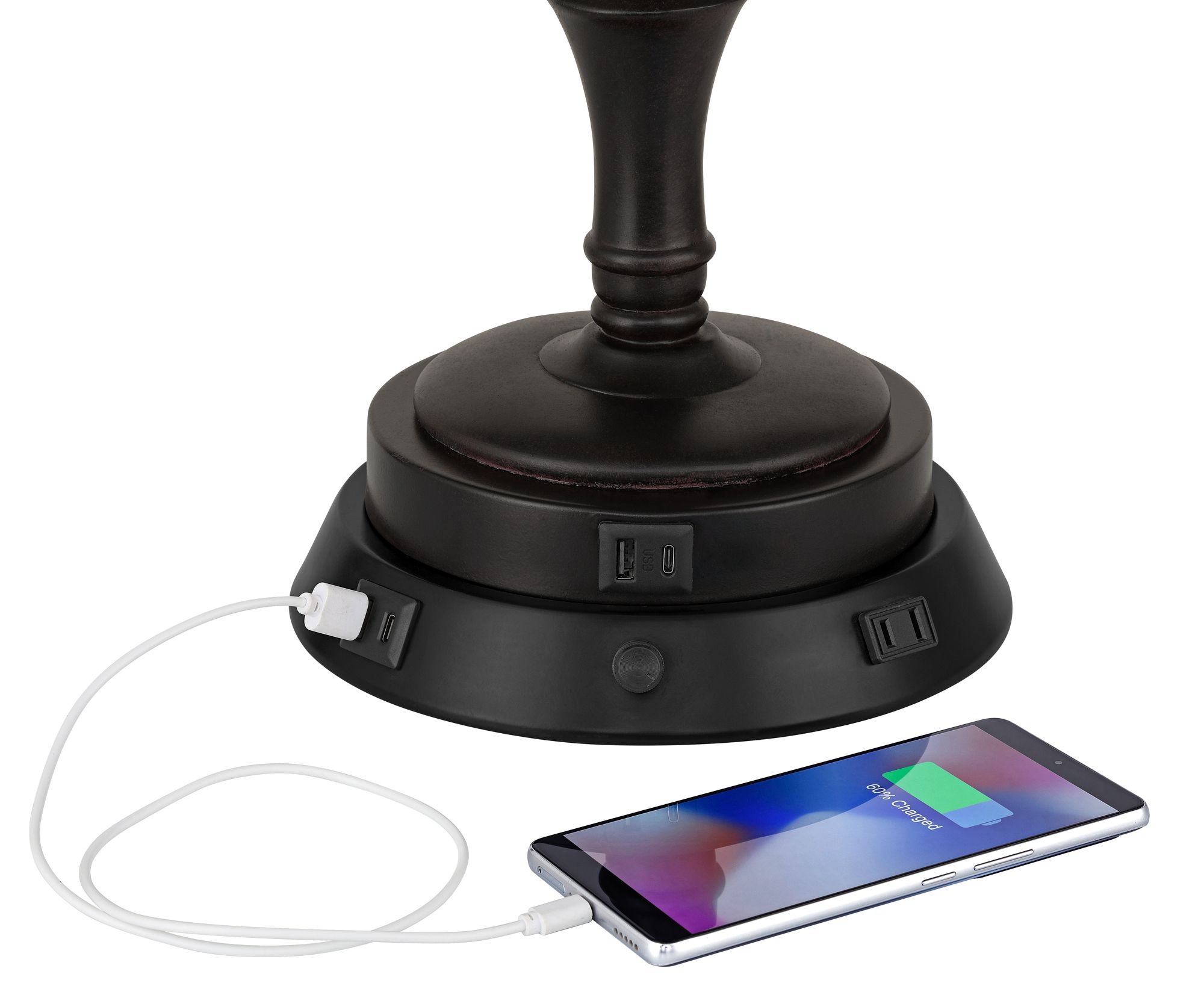 Image 3 Regency Hill Auburn 25" Bronze Lamp with Dimmable USB Workstation Base more views