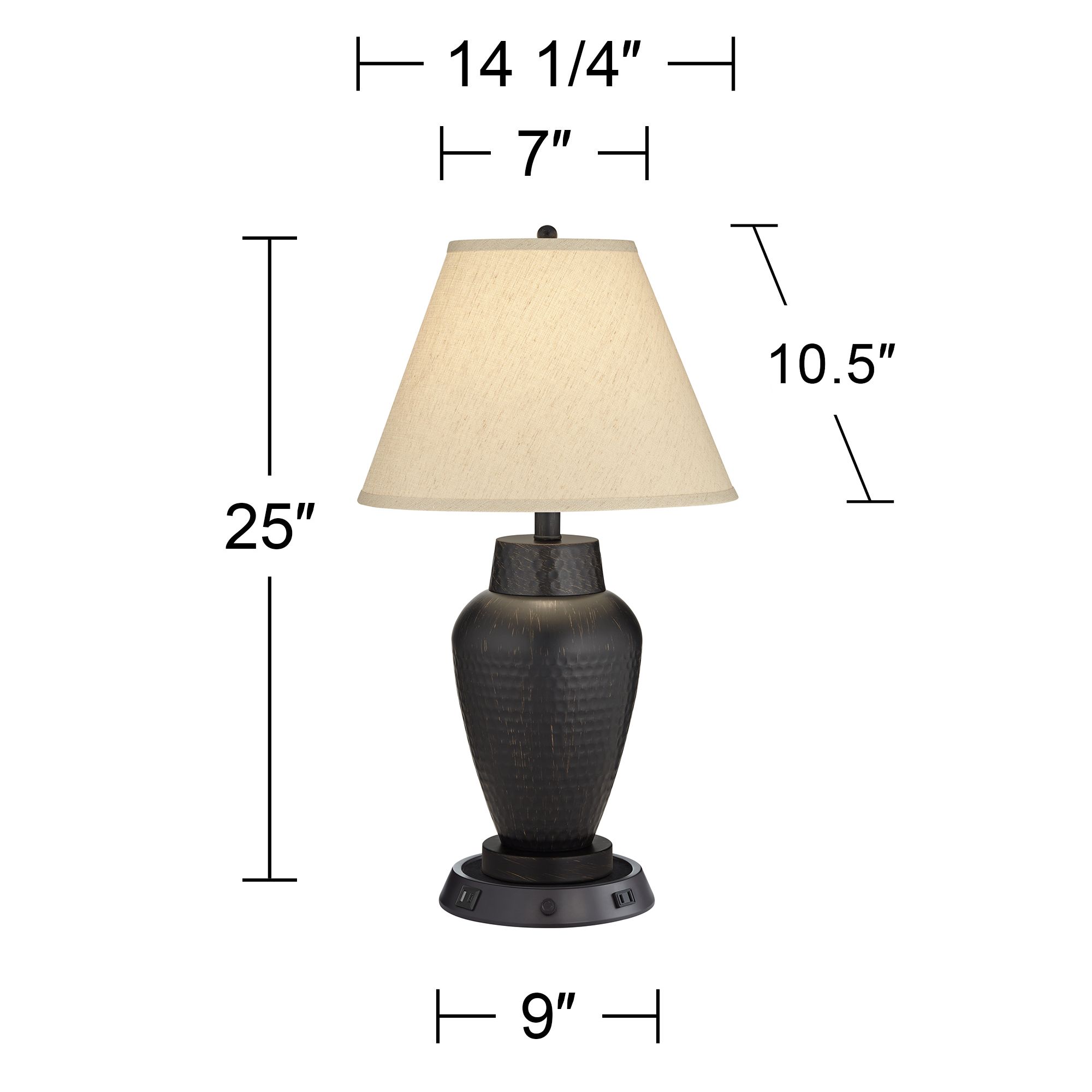 Image 6 Regency Hill Auburn 25" Bronze Lamp with Dimmable USB Workstation Base more views