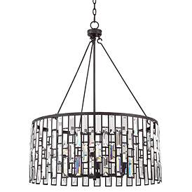 Image3 of Regency Hill Aurelia 26 3/4" Bronze and Clear Glass Drum Pendant Light