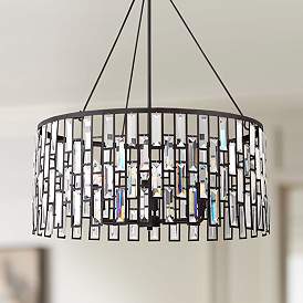Image2 of Regency Hill Aurelia 26 3/4" Bronze and Clear Glass Drum Pendant Light