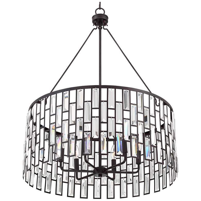 Image 5 Regency Hill Aurelia 26 3/4" Bronze and Clear Glass Drum Pendant Light more views