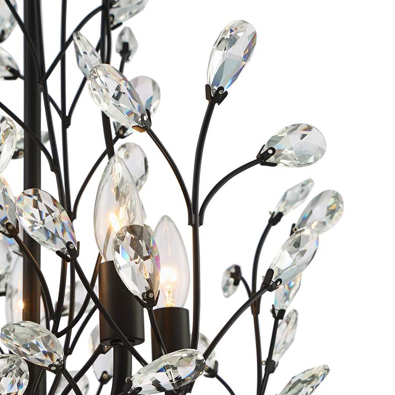 Image 4 Regency Hill Aurine 18 inch Matte Black and Floral Crystal Chandelier more views